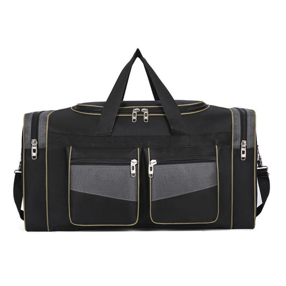 (black gray, Small 65cm) Men's Large-Capacity Nylon Waterproof Travel Backpack: Lightweight, Single-Shoulder, Carry-On Luggage.