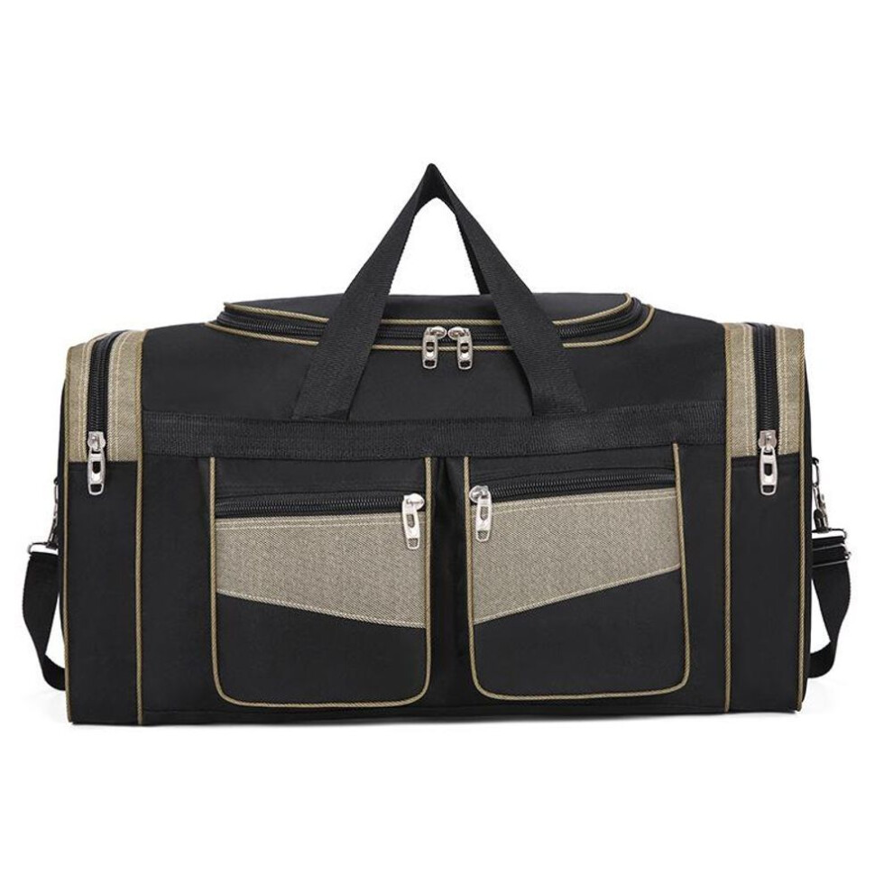 (black,khaki, Small 65cm) Men's Large-capacity Nylon Waterproof Travel Backpack: Lightweight, Single-shoulder, Carry-on Luggage.