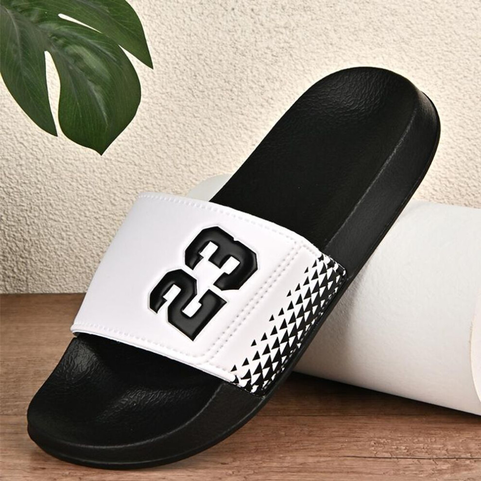 (white, 47) New In Men Men Slippers Beach Shoes Sandals Flip Flops Summer Slides Men Type Large Size Shoes Men's Lightweight Indoor Slippers