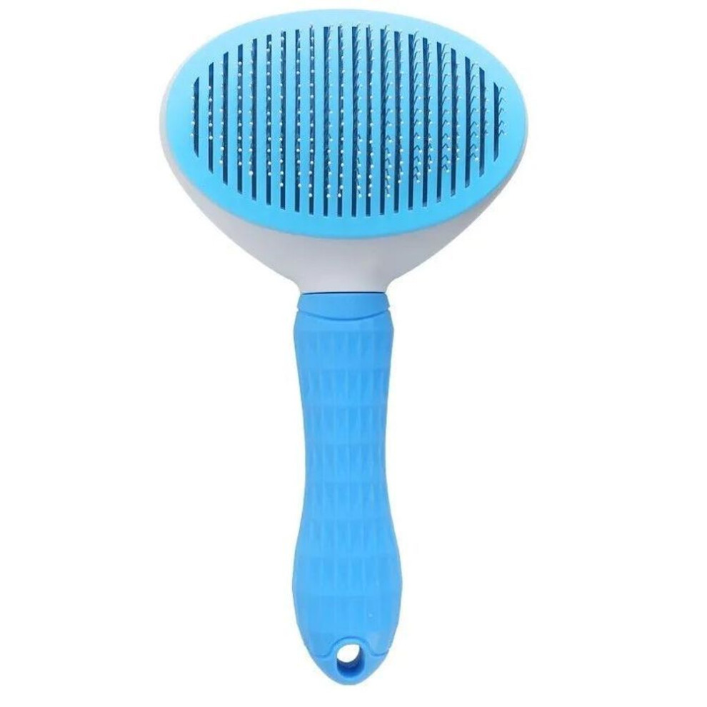 (blue) Pet Dog Brush Cat Comb Self Cleaning Pet Hair Remover Brush For Dogs Cats Grooming Tools Pets Dematting Comb Dogs Accessories