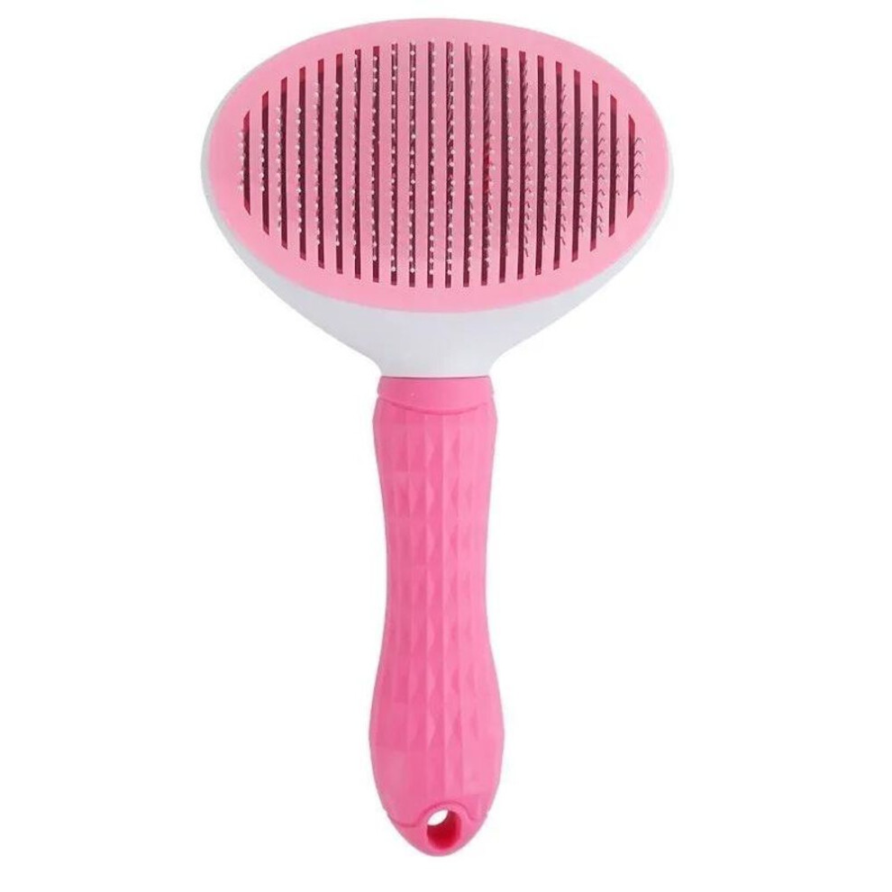 (pink) Pet Dog Brush Cat Comb Self Cleaning Pet Hair Remover Brush For Dogs Cats Grooming Tools Pets Dematting Comb Dogs Accessories