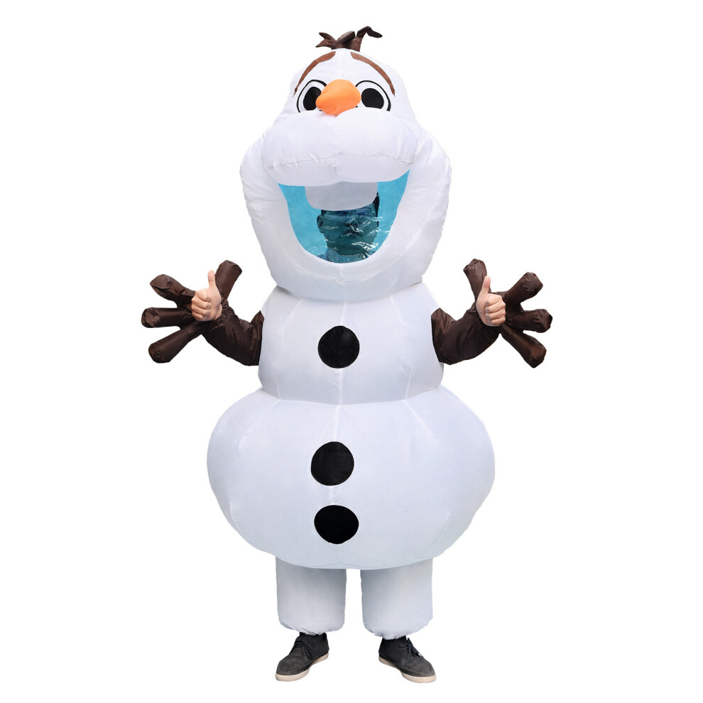 Mdsrjone (B, 150-190Cm) Snowman Olaf Inflatable Costume Adult Mascot Christmas Halloween Carnival Purim Easter Cosplay Fancy Dress Blow Up Disney Suit