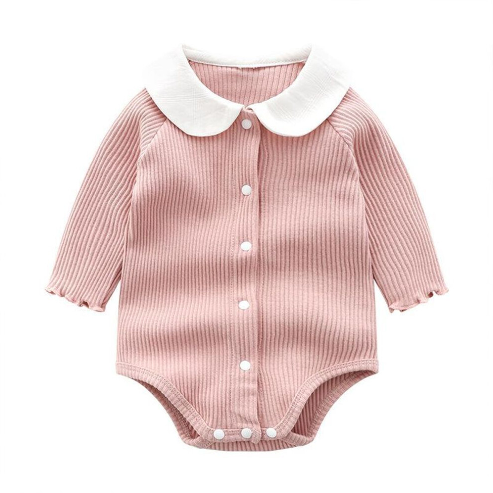 (pink, 59cm) Baby Girls Footed Romper Seamless Bodysuit Spring Autumn Long Sleeve Sleepsuit Matching Sibling Sets 0-24 Months Newborn Essentials