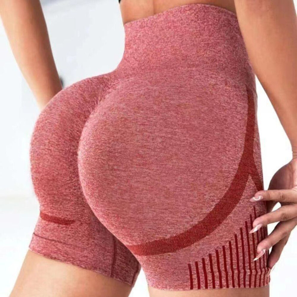 (red, L/XL) Women Seamless Shorts Leggings Fitness High Waist Push Up Skinny Quick Dry High Elastic Workout Female Sports Yoga Leggings