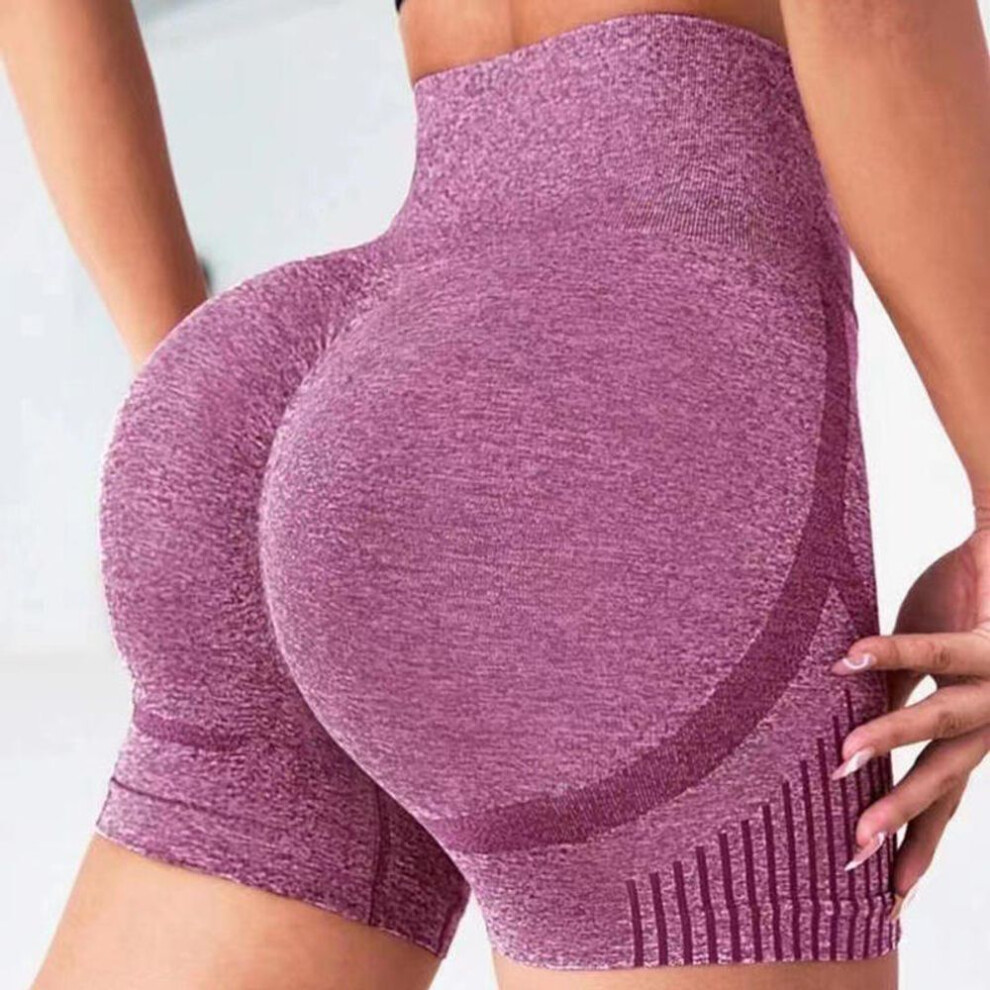(pink, L/XL) Women Seamless Shorts Leggings Fitness High Waist Push Up Skinny Quick Dry High Elastic Workout Female Sports Yoga Leggings