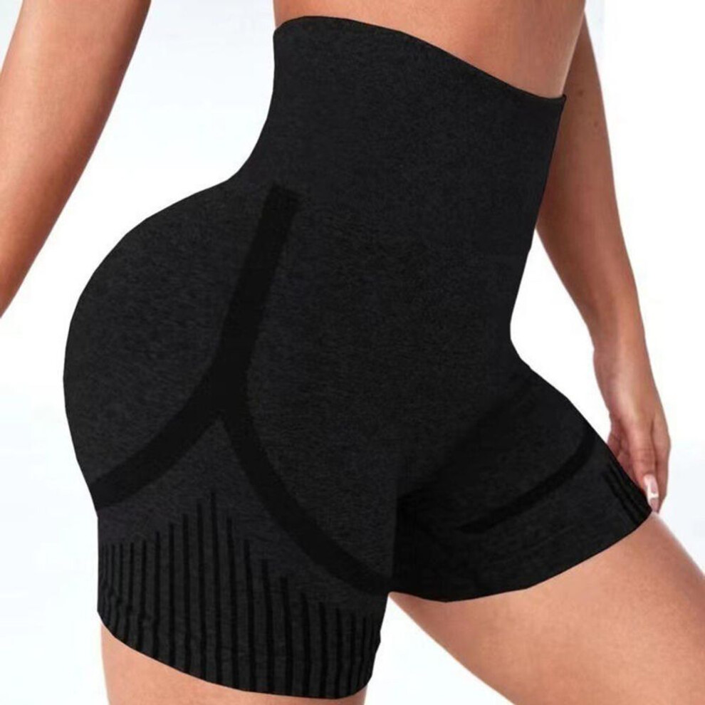 (black, S/M) Women Seamless Shorts Leggings Fitness High Waist Push Up Skinny Quick Dry High Elastic Workout Female Sports Yoga Leggings