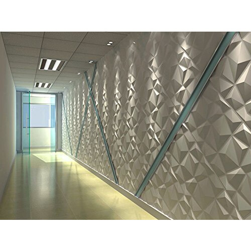 Art3d 19,7""""""""x19,7"""""" (12er-Pack) Wandpaneel 3D Pyramide Wei 2