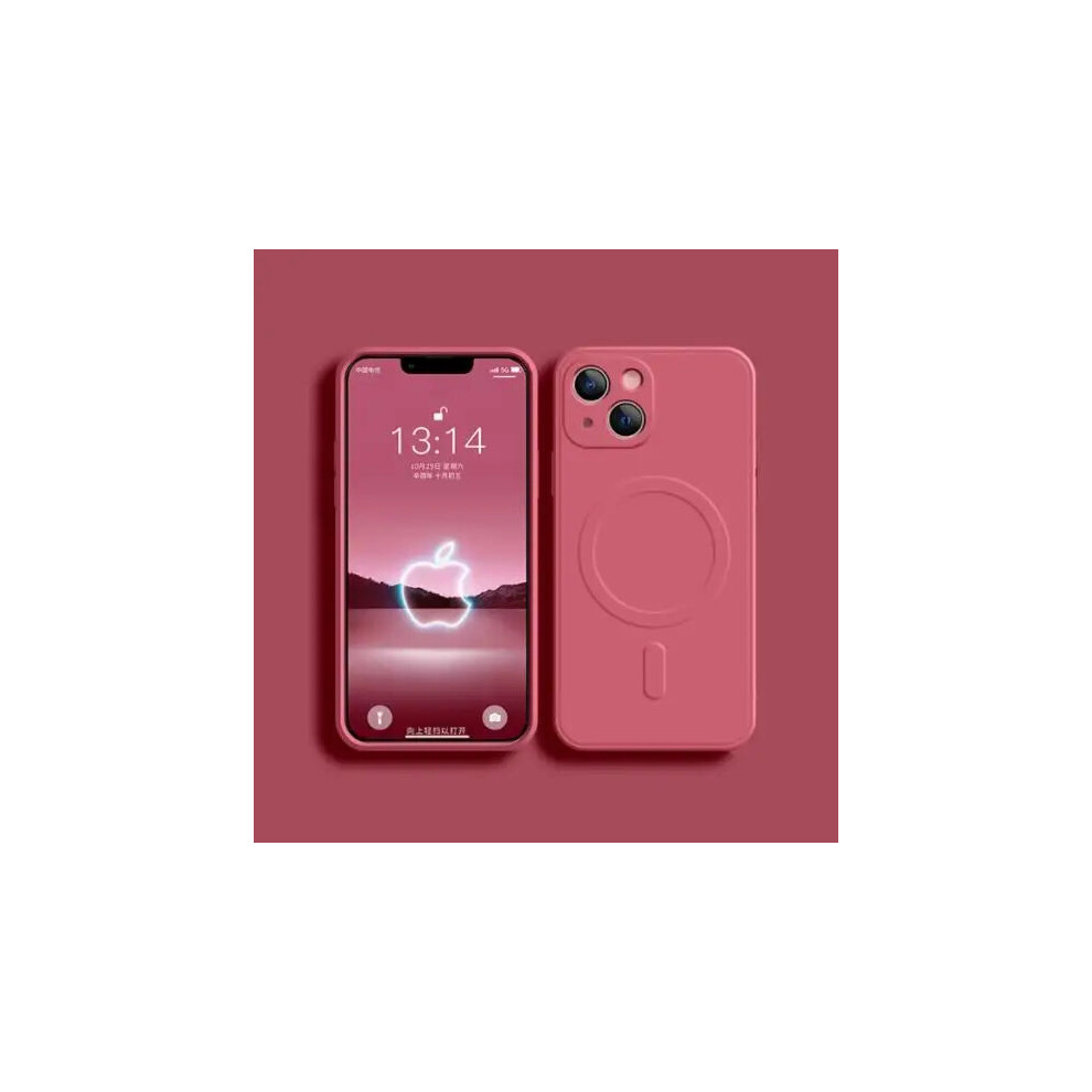 (Camellia, For Iphone14pro) Magsafe Liquid Silicone Phone Case For Iphone 15 14 13 12 Pro Max 4882863737547