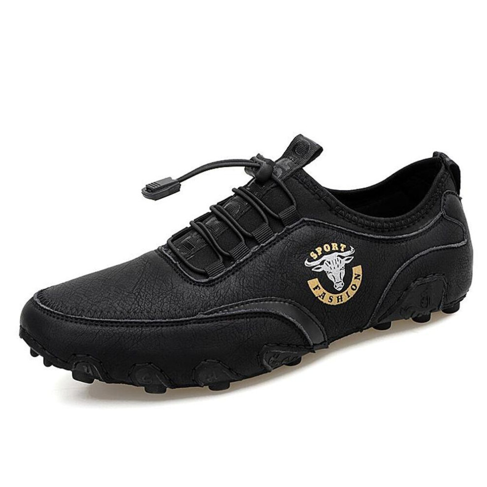(black, 40) New Men's Casual Shoes Fashion Comfortable Men's Shoes High Quality Leather Men Driving Shoes Handmade Flat Shoes Size 48