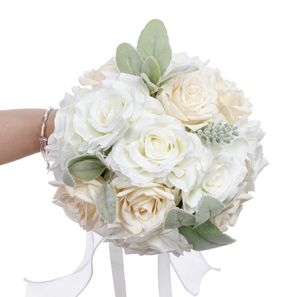 (champagne) Wedding Bouquets Bridal Bouquet For Bride Wedding Bouquets For Bride Silk Round Artificial Wedding Flowers Bouquets