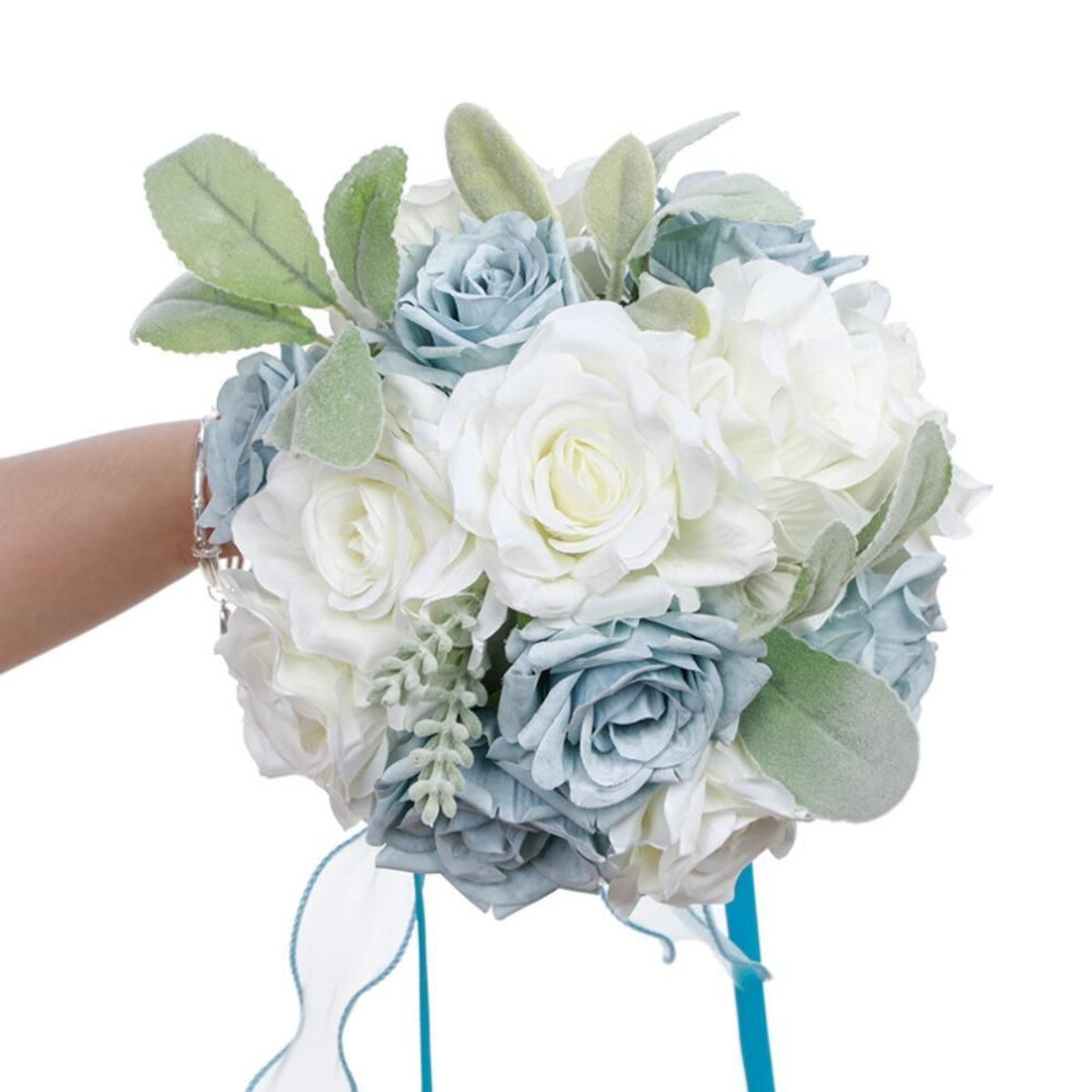 (blue) Wedding Bouquets Bridal Bouquet for Bride Wedding Bouquets for Bride Silk Round Artificial Wedding Flowers Bouquets