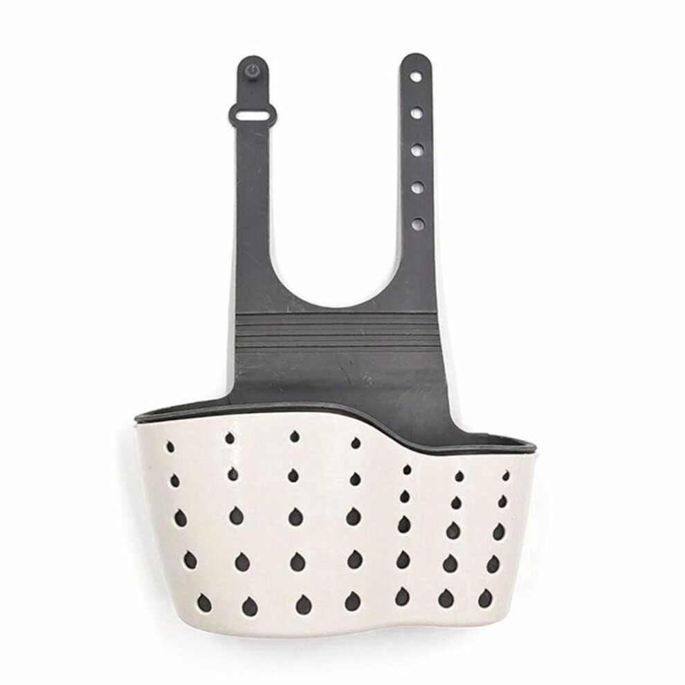(beige) Kitchen Sink Drain Basket Kitchen Sink Holder Adjustable Soap Sponge Shlf Hanging Drain Basket Bag Kitchen Accessories