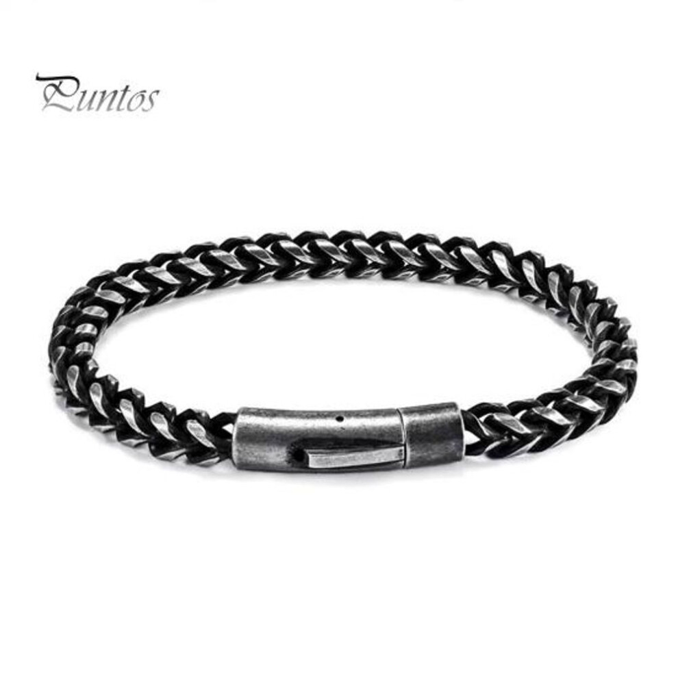 (as the picture, 23cm) Men Bracelet Thick Chain Retro Punk Style Stainless Steel Individual Wrist Jewelry for Vacation Work Daily Wear Anniversary Birthday Gift Bangle