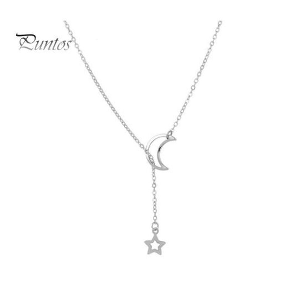 (silver) Lady Necklace Moon And Sun Pendant Adjustable Stainless Steel Gift for Wife Girlfriend Anti-rust Neck Jewelry for Daily Wear Weddings Parties