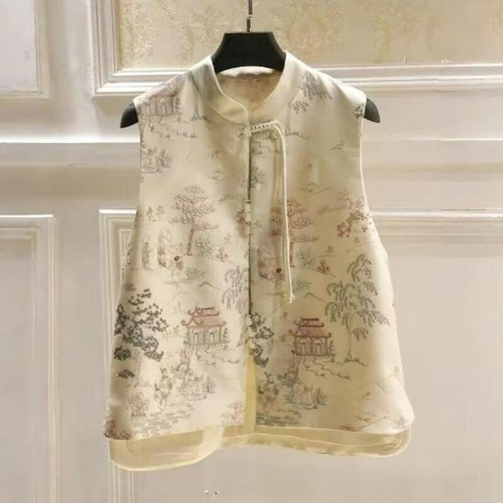 (S) Women's Spring/summer Chinese Zen Tang Embroidered Vest - Retro Style Waistcoat