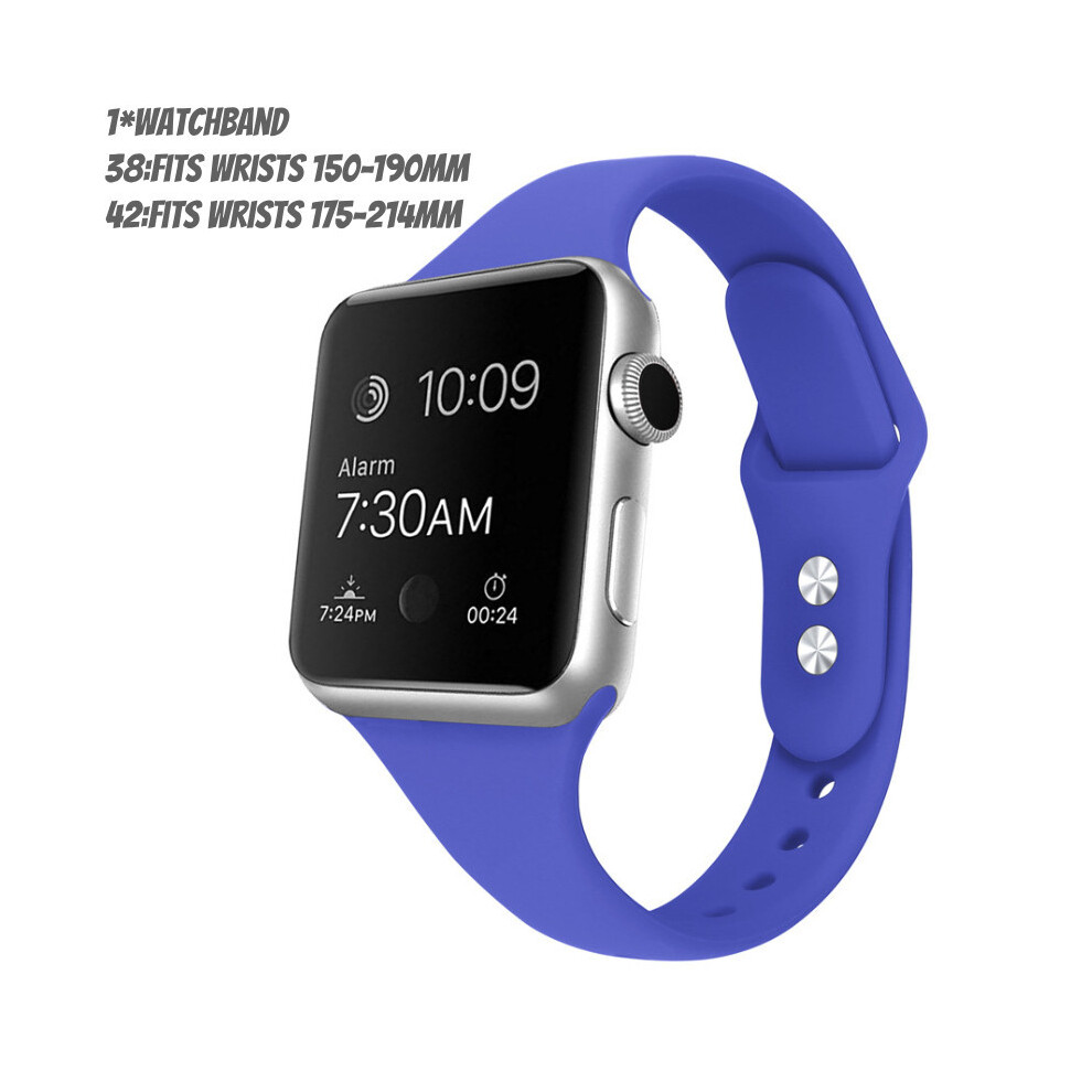 (Dark Blue,38mm)Pour Iwatch 38mm 42mm Bracelet Bracelet Sport Silicone Remplacer Couleur Solide
