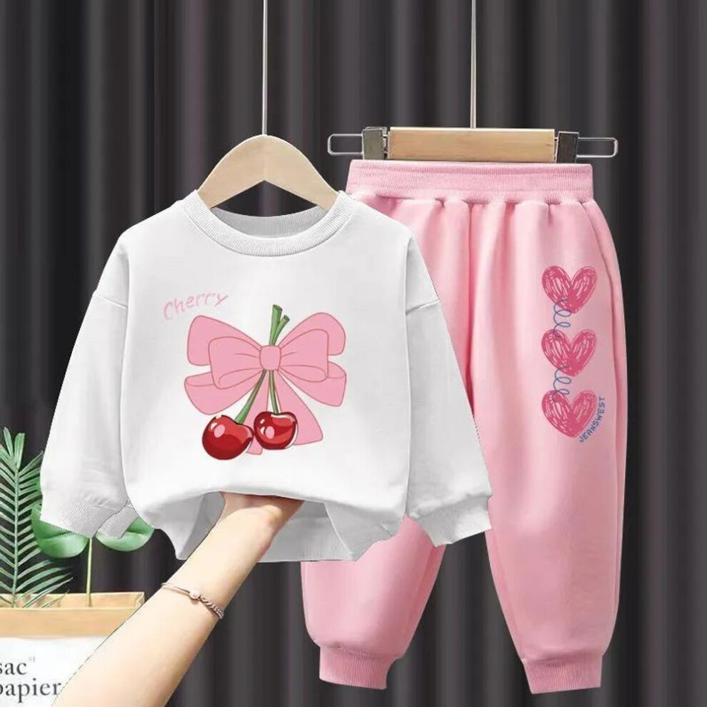 (white, 100) Girls' Autumn Suit Autumn Fashionable Children's Wear Girls' Children's Sports Spring And Autumn Sweater