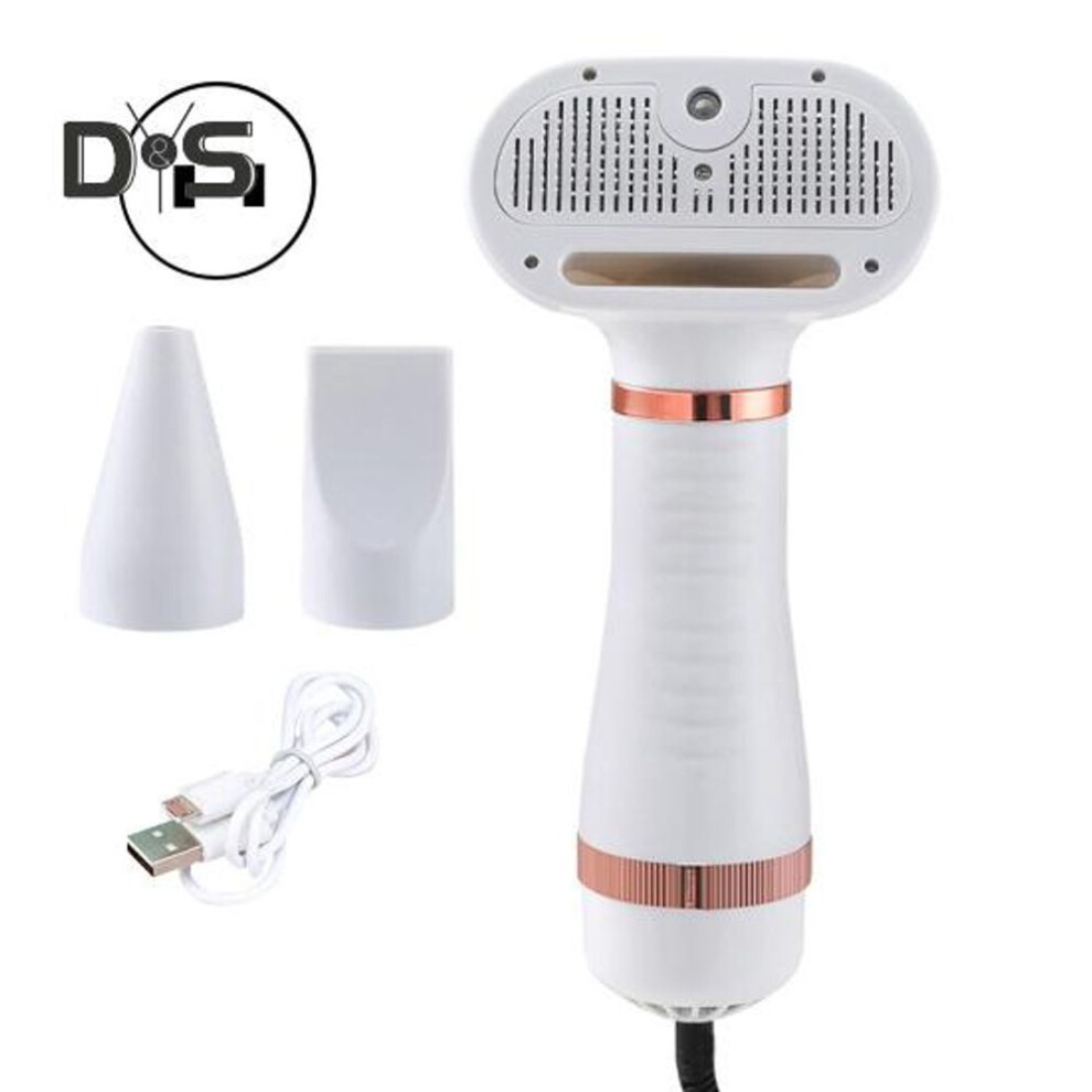 (US Plug, golden) 300w Quiet Pet Blow Dryer 2-in-1 Dog Bath Massage Hair Dryer With Slicker Brush Pet Steam Brush Grooming Dryer For Small Medium Dogs And Cats