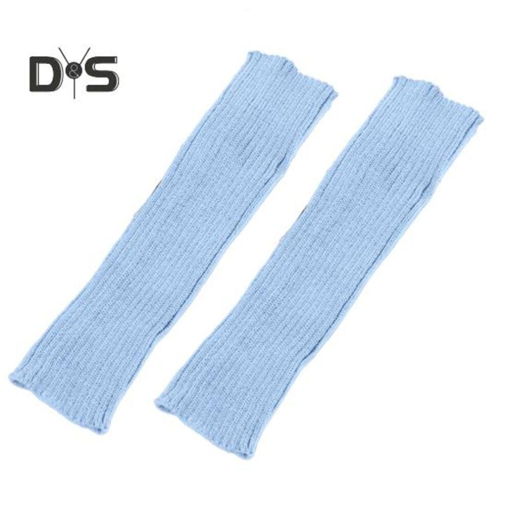 (sky blue) 1 Pair Winter Leg Warmers Warm Japanese Style Jk Leg Sleeves Strips Stretchy Fit Knitting Calf Socks Party Sports Yoga Dance Foot Covers