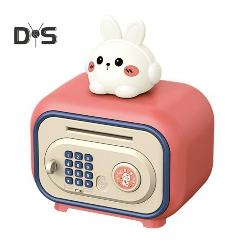(as the picture, Rabbit) Kids Piggy Bank Toy Electronic Cash Coin Money Saving Box Fingerprint Unlock Atm Style Large Capacity Fun Money Box For Boys Girls 6-12