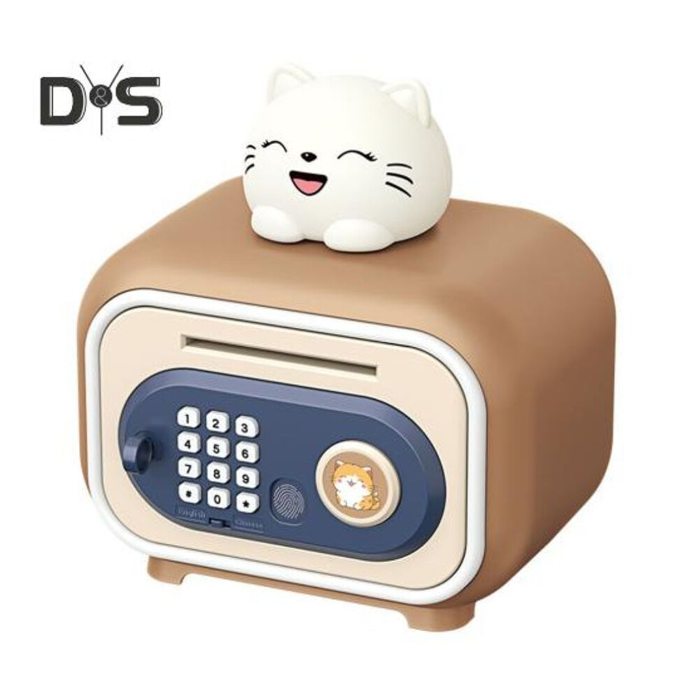 (as the picture, Cat) Kids Piggy Bank Toy Electronic Cash Coin Money Saving Box Fingerprint Unlock Atm Style Large Capacity Fun Money Box For Boys Girls 6-12