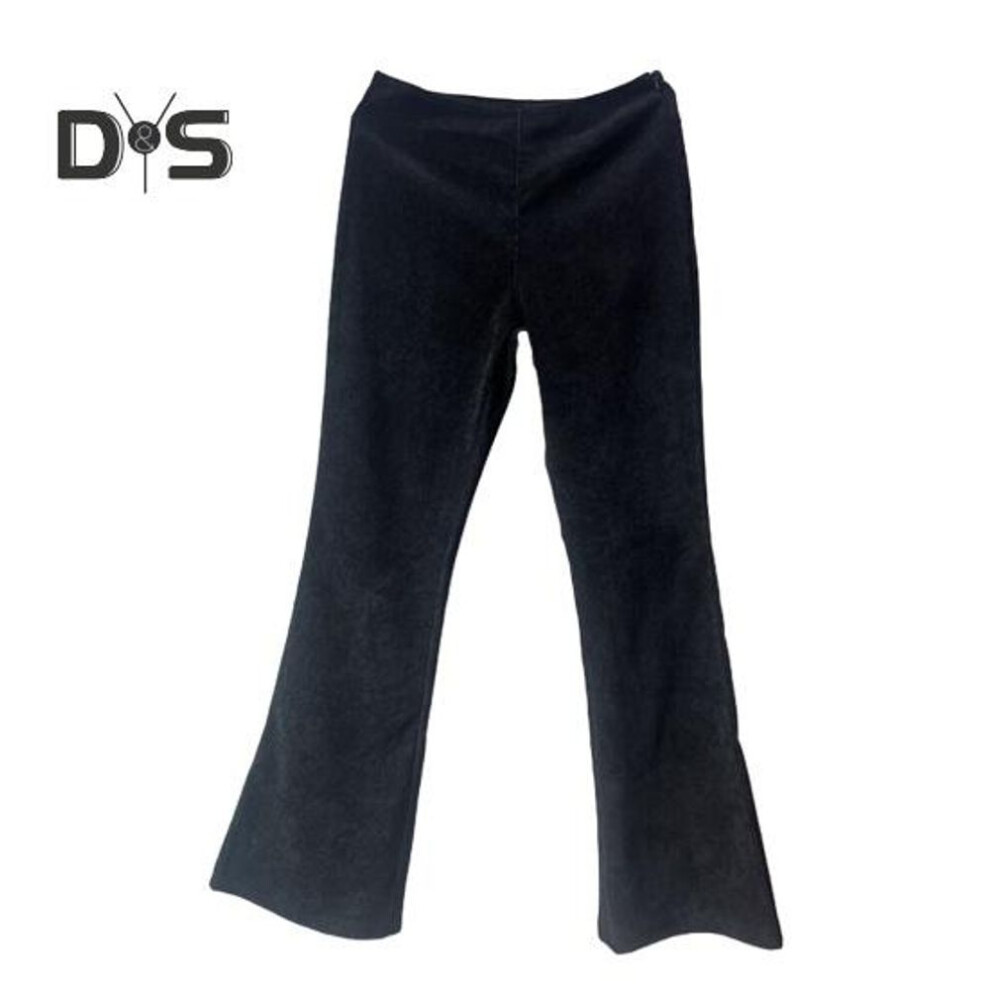 (black, S) Women Pants Elastic High Waist Solid Color Flared Pants With Pockets Corduroy Leisure Work Travel Party Trousers