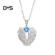 (as the picture, G) Angel Wings Necklace Rhinestone Hug Guardian Wings Pendant Necklace Zircon Birthstone Jewelry Gift for Her