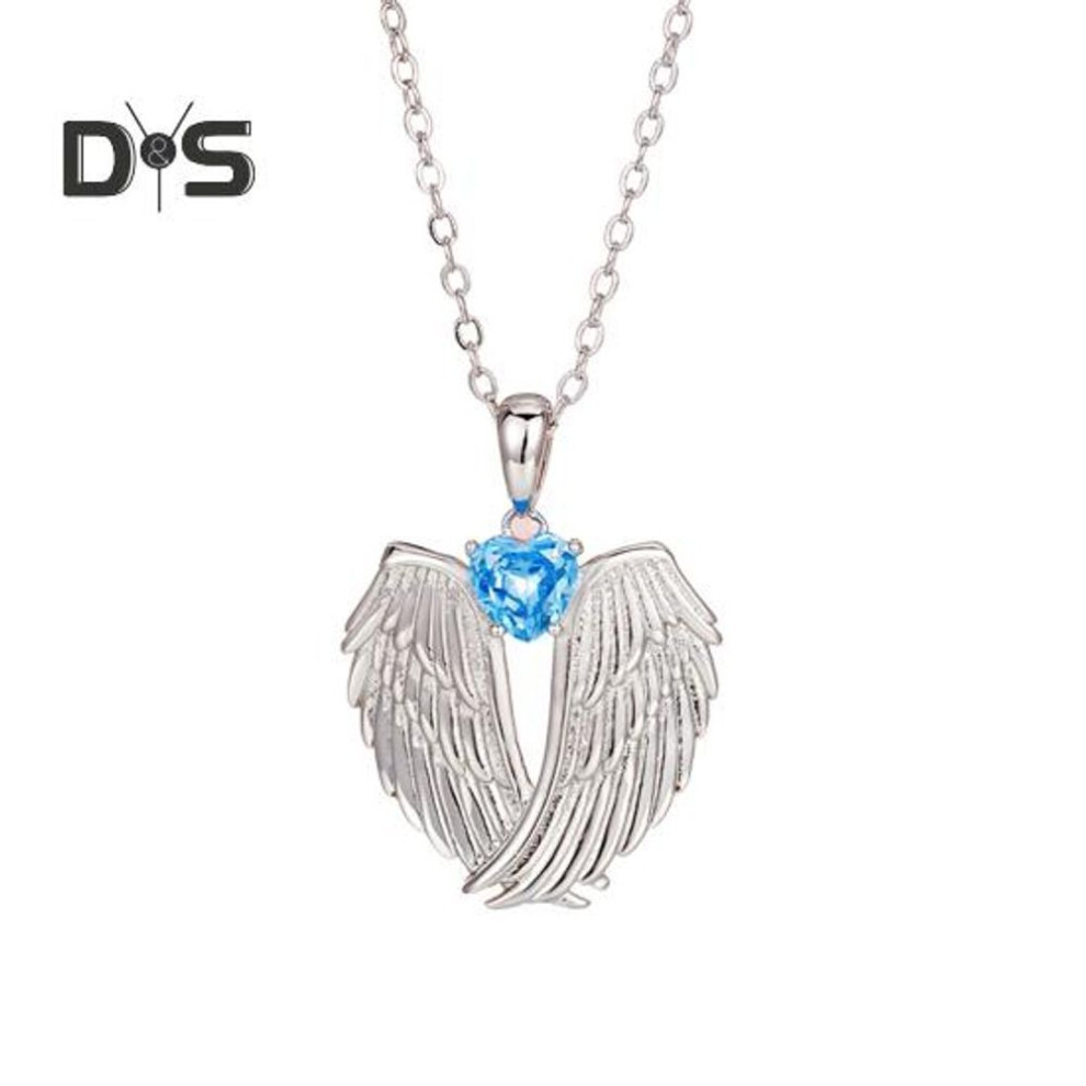(as the picture, G) Angel Wings Necklace Rhinestone Hug Guardian Wings Pendant Necklace Zircon Birthstone Jewelry Gift for Her