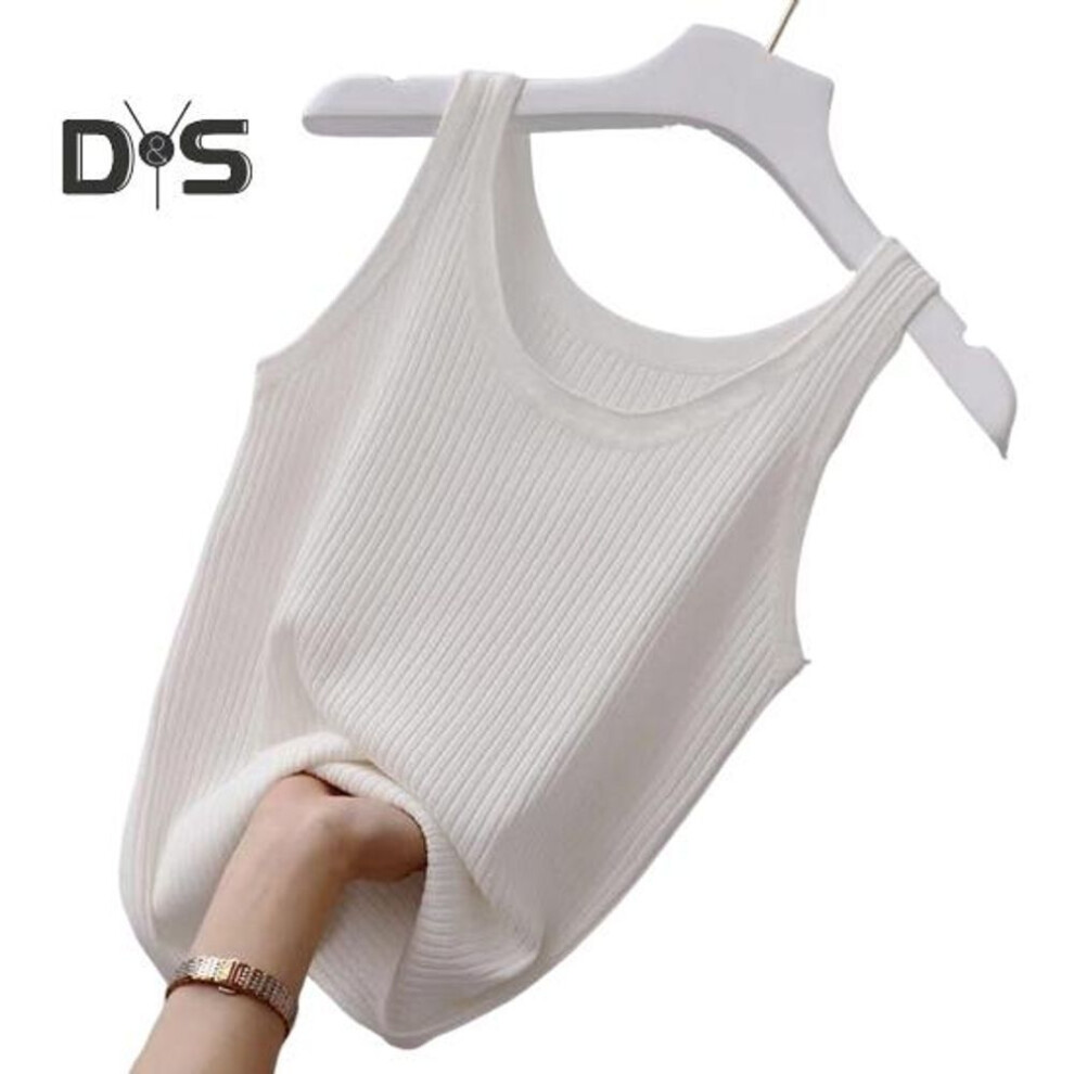 (3XL, grey) Women Vest Round Neck Sleeveless Slim Fit Tank Tops Solid Color Ribbed Lightweight Sports Gym Vest Daily Wear
