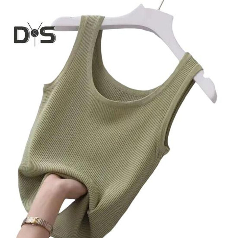 (3XL, blue) Women Vest Round Neck Sleeveless Slim Fit Tank Tops Solid Color Ribbed Lightweight Sports Gym Vest Daily Wear