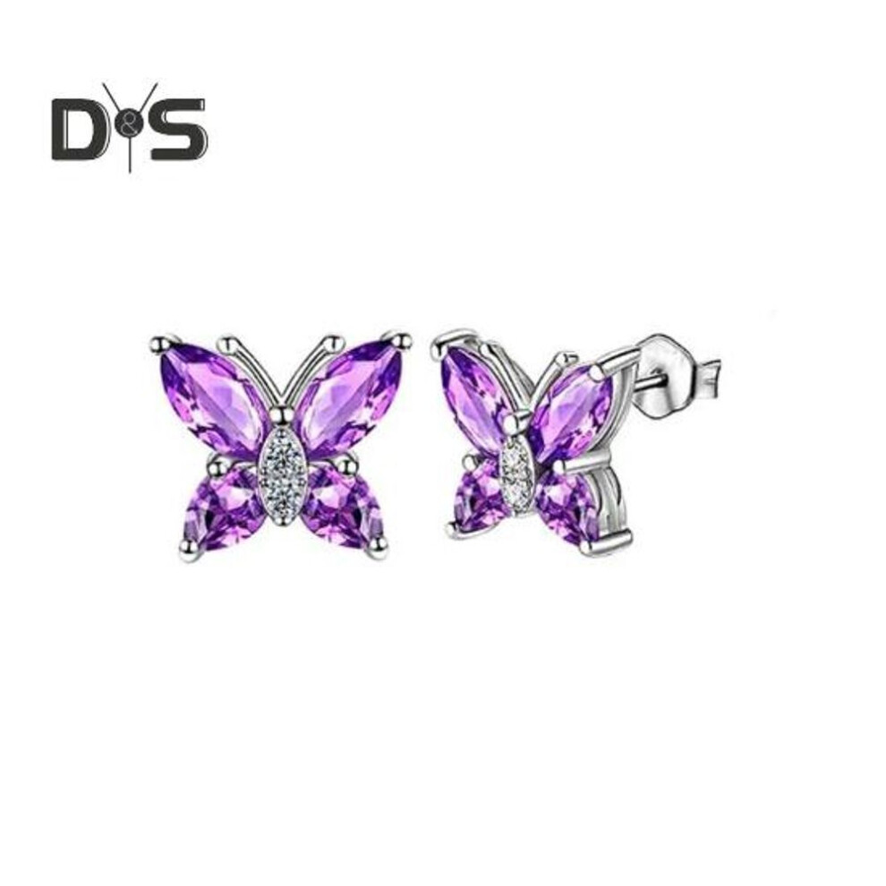 (as the picture, G) 1 Set Jewelry Set Sparkling Rhinestones Inlaid Butterfly Pendant Necklace Ear Studs Opening Ring Set Jewelry Gift