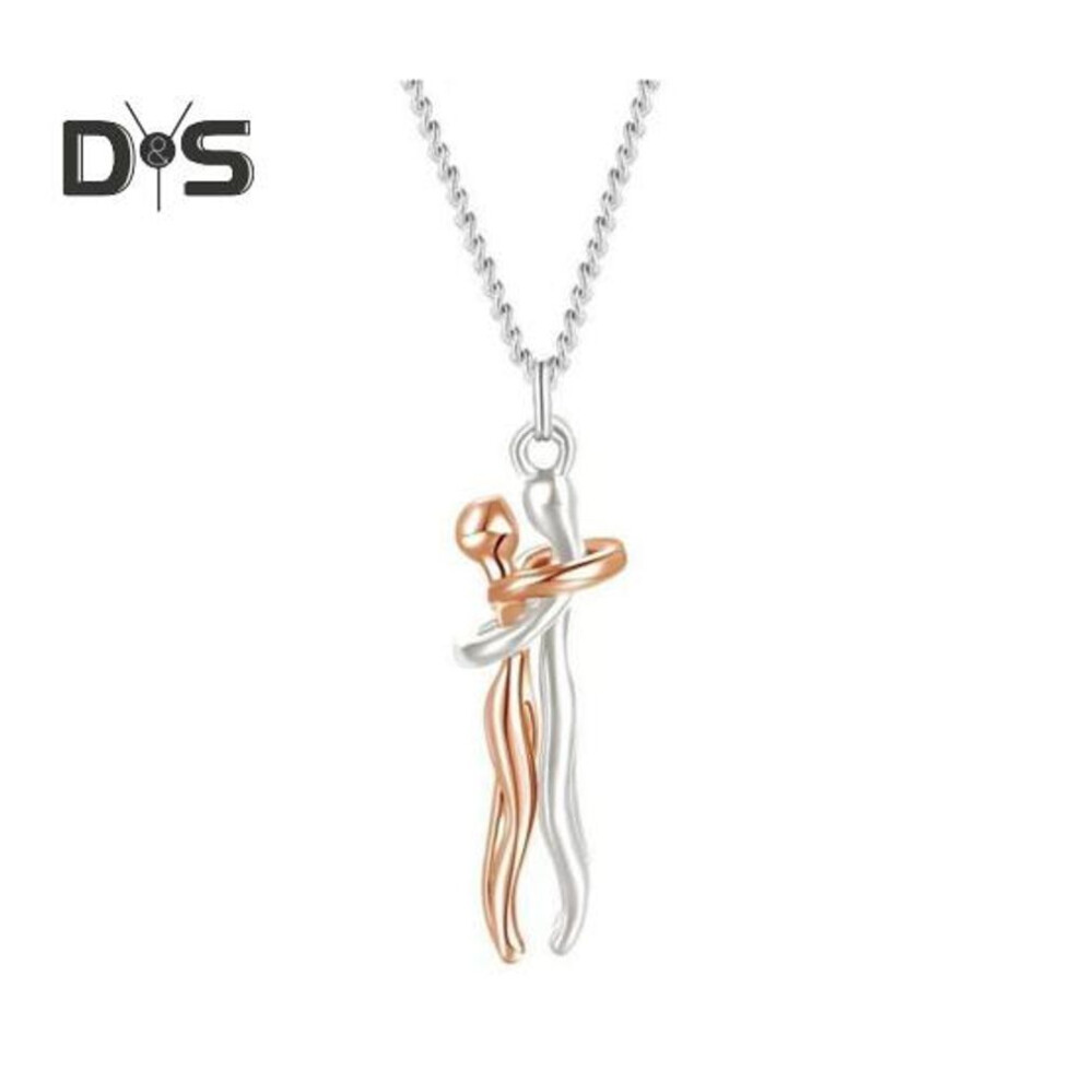 (as the picture, G) Couple Hugging Necklace Romantic Love Symbol Embrace Necklace Valentines Day Anniversaries Gift for Wife Girlfriend Dating Daily Wear Neck Jewelry