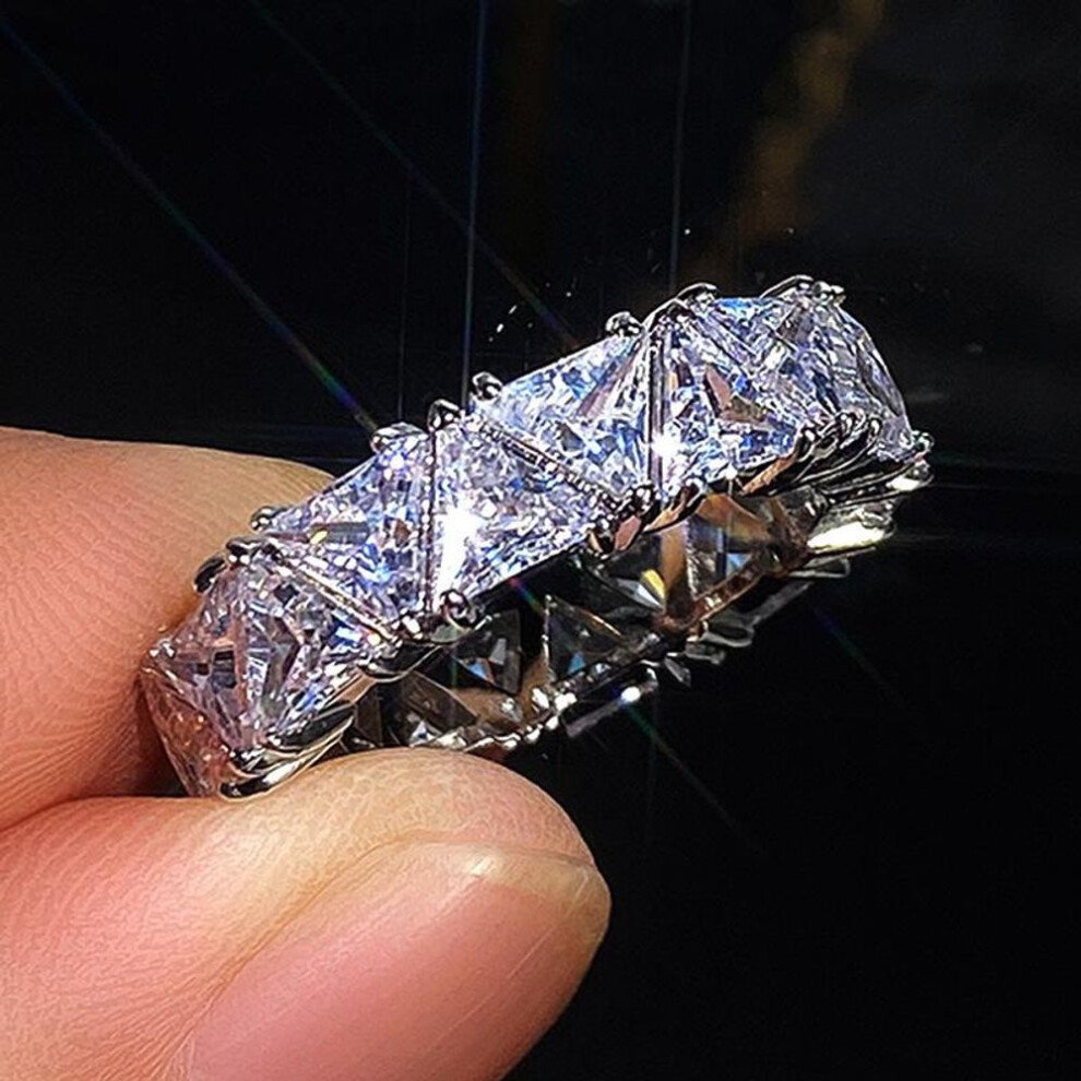 (platinum, Size 10) European & American Luxury Zircon Triangle Ring - Fashionable Women's Jewelry