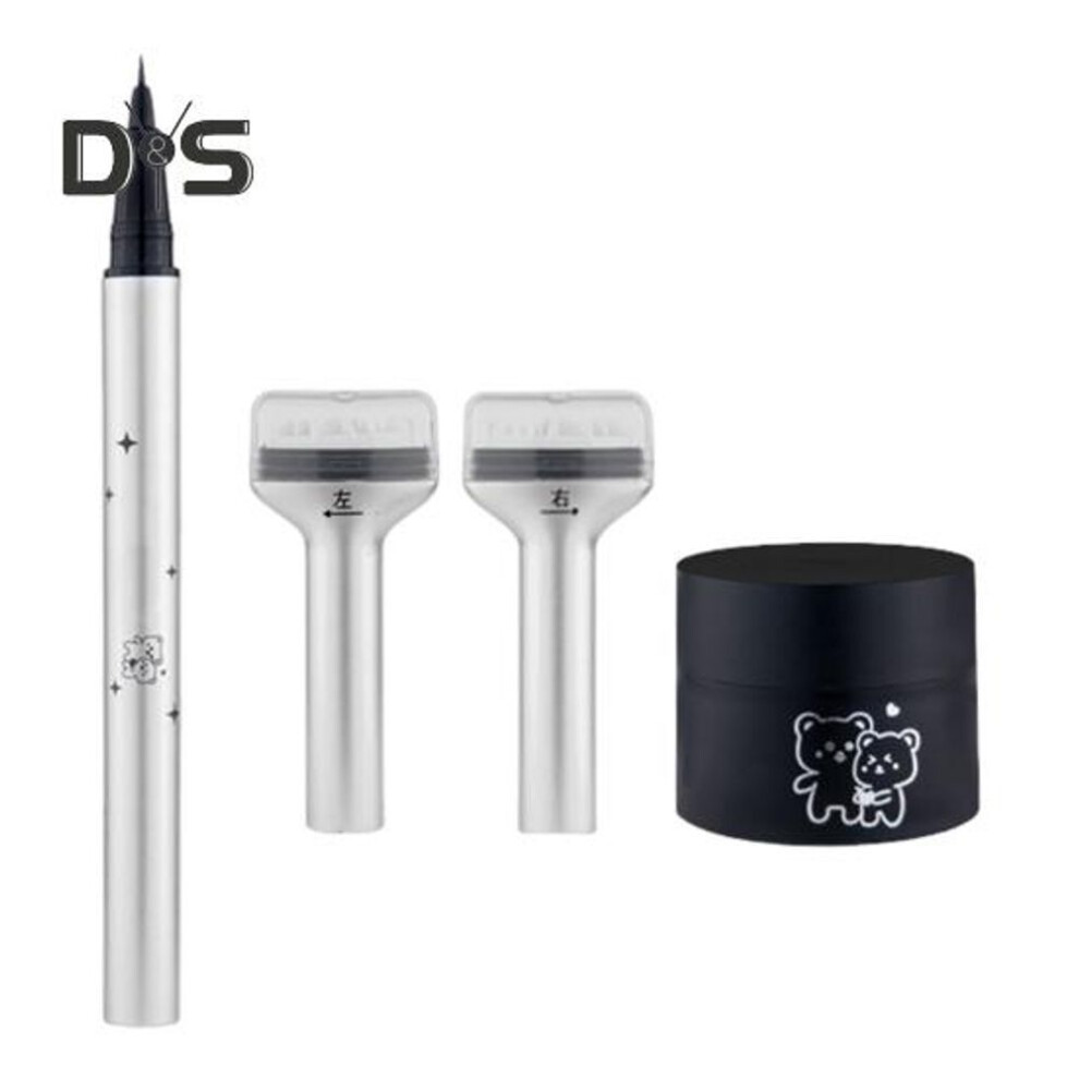 (black) 1 Set Lower Eyelash Stamp Kit with Eyeliner Waterproof Smudge-Proof Long Lasting Bottom Lash Stamp Beginner Women Eyes Makeup Tool