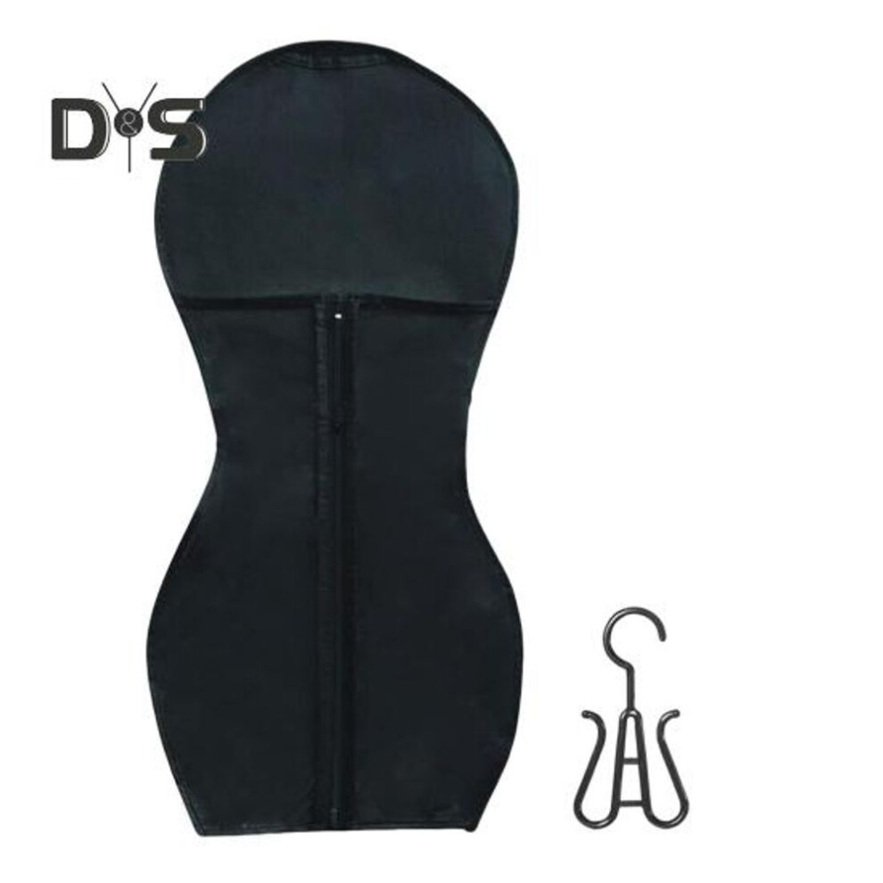 (black) Non-woven Fabric Wig Storage Bag with Hanger Hair Extension Accessories Holder Portable Travel Dust-proof Zipper Wig Organizer Pouch