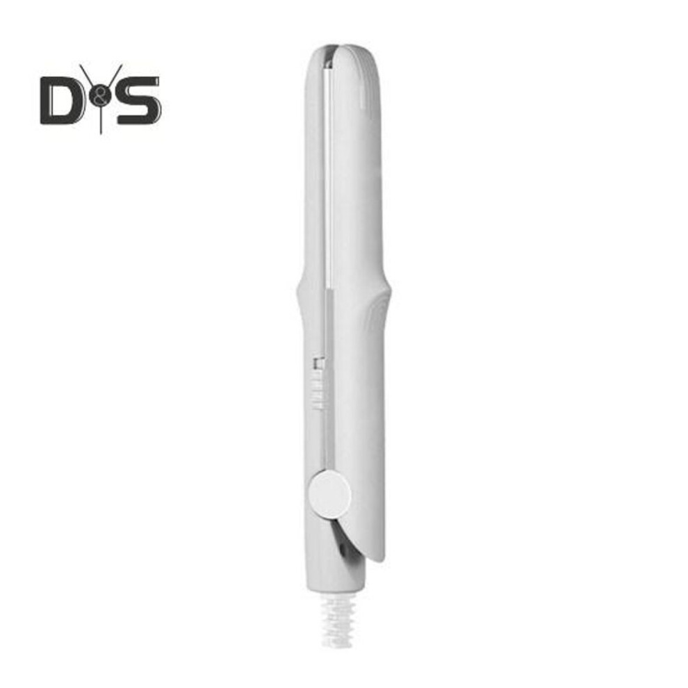 (grey) Mini Dual Purpose Curling Iron 2-In-1 Curling Wand Flat Iron Hair Straightener Curler Fast Heating Portable Travel Women Short Long Hair Styling