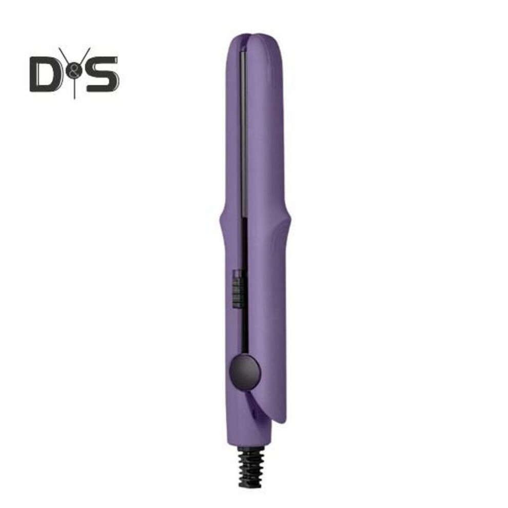 (purple) Mini Dual Purpose Curling Iron 2-In-1 Curling Wand Flat Iron Hair Straightener Curler Fast Heating Portable Travel Women Short Long Hair Styling
