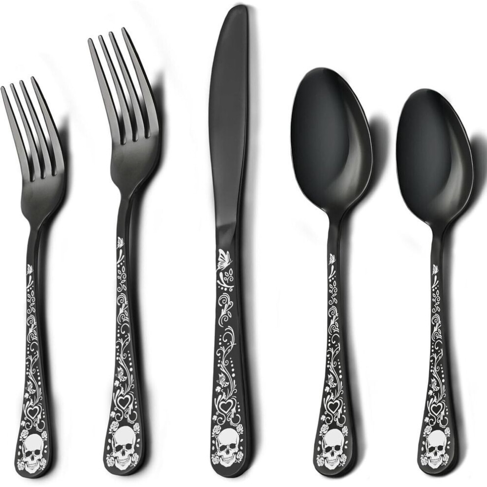 Skull Stainless Steel Cutlery Set: Unique Skeleton Design Spoon - Durable & Stylish Silverware for Any Occasion