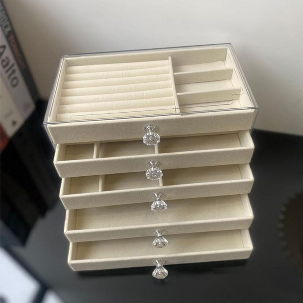 1 Piece Of High-Capacity Five-Layer Flannel Jewelry Box Drawer Jewelry Box Storage Earrings Necklace Ring