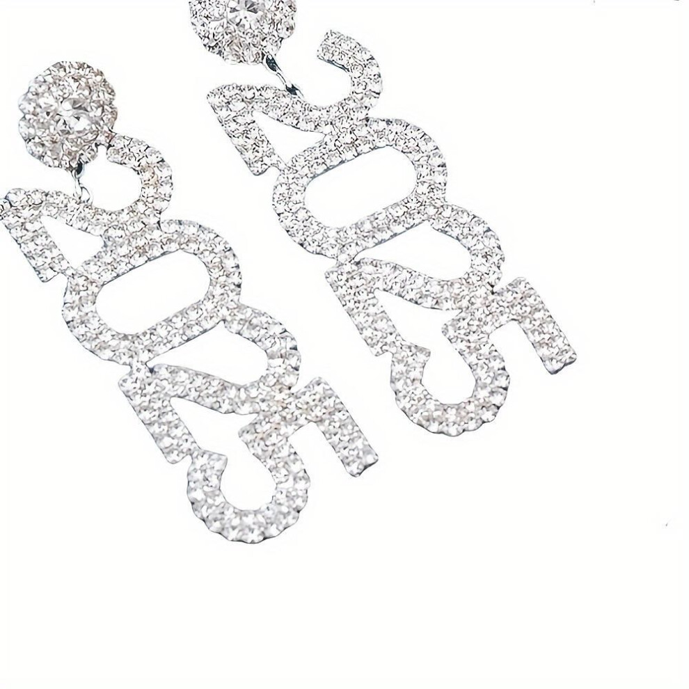 (as the picture) Luxury Rhinestone Snowflake 2025 Pendant - Long Drop Rhinestone Pendant with Geometric Tassel - Perfect Christmas & New Year Gift for Women