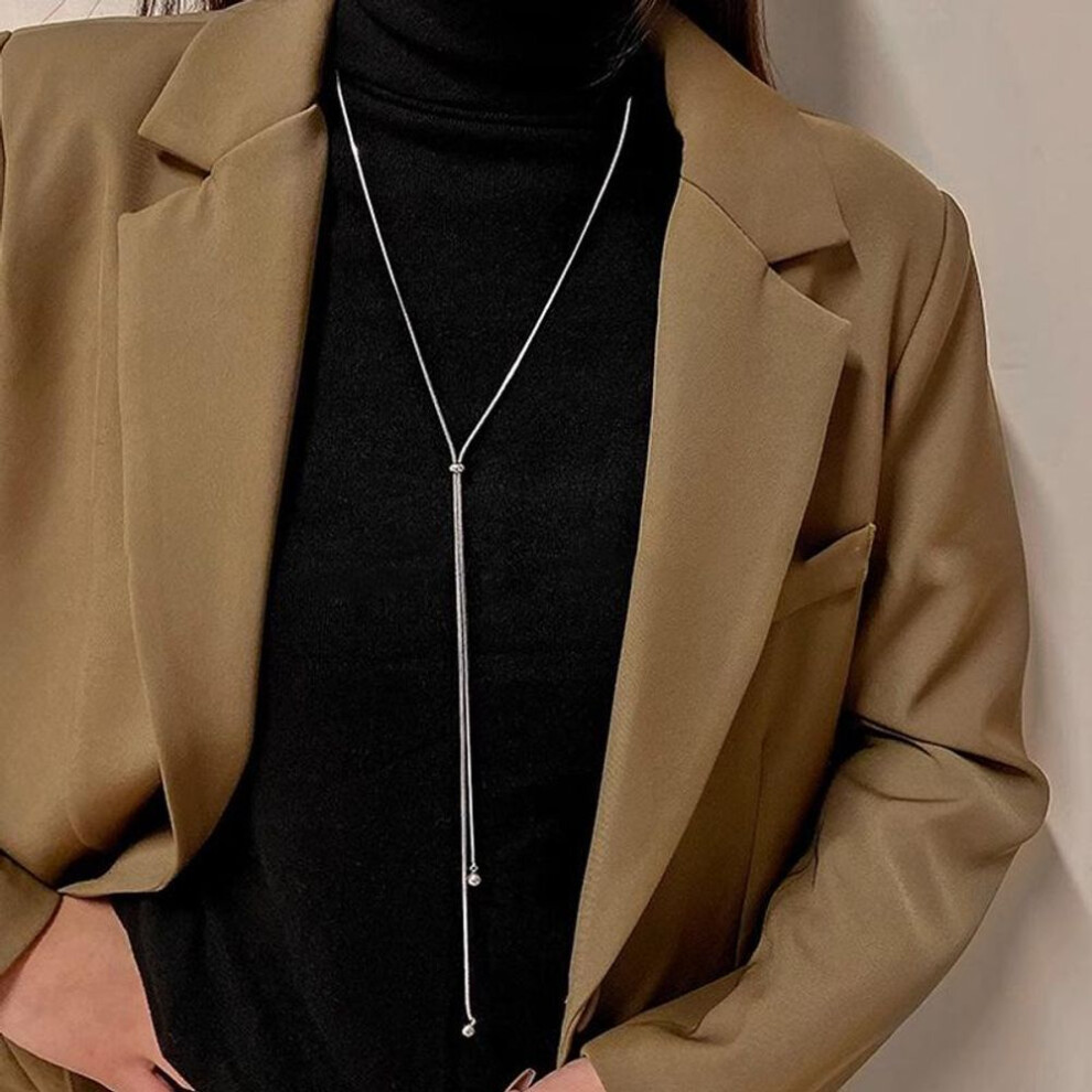2023 Trend: Titanium Steel Long Chain Sweater Necklace For Women - Autumn/winter Fashion, Non-fading Design