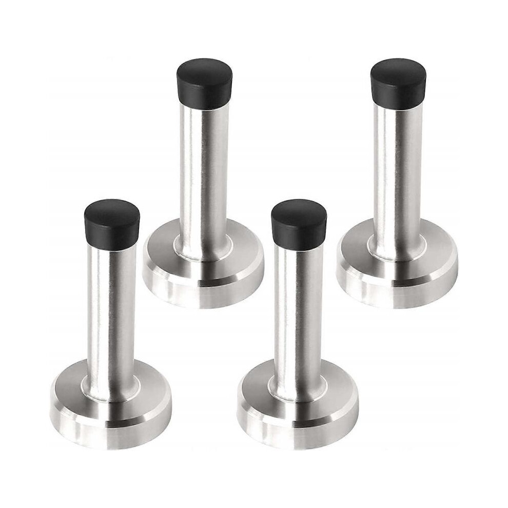 3.15" Door Stop with Rubber Tip (4 Pack) Heavy Duty 304 Stainless Steel Door Stop Bumper Wall Protector Solid Rigid Door Stop