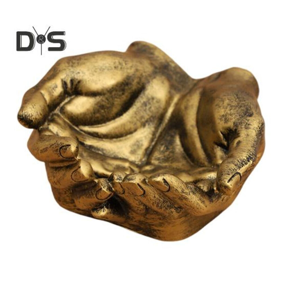 (bronze,coffee) Cupped Hands Storage Bowl Palm Ornament Heavy Duty Resin Home Office Multi-functional Watch Jewelry Keys Trinket Storage Box Holder Organizer