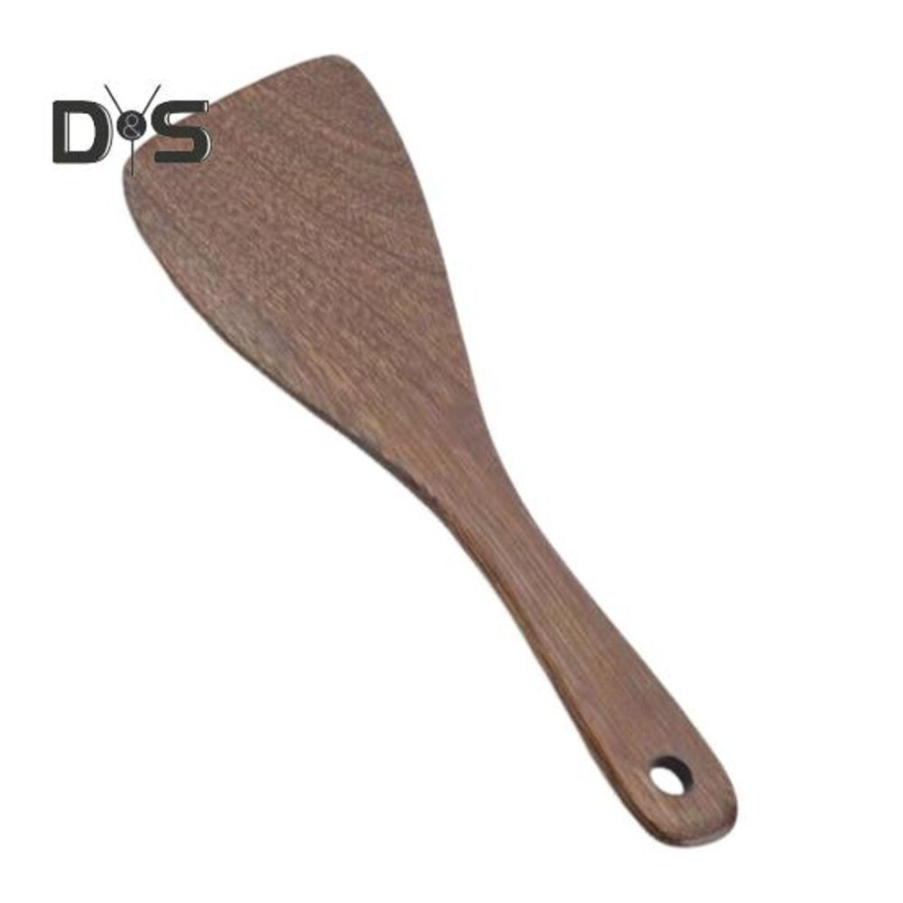 (as the picture, A) Wood Rice Spoon Long Handle Flat Frying Turner Spatula Soup Ladle Cooking Utensil Round Edges Kitchen Tools