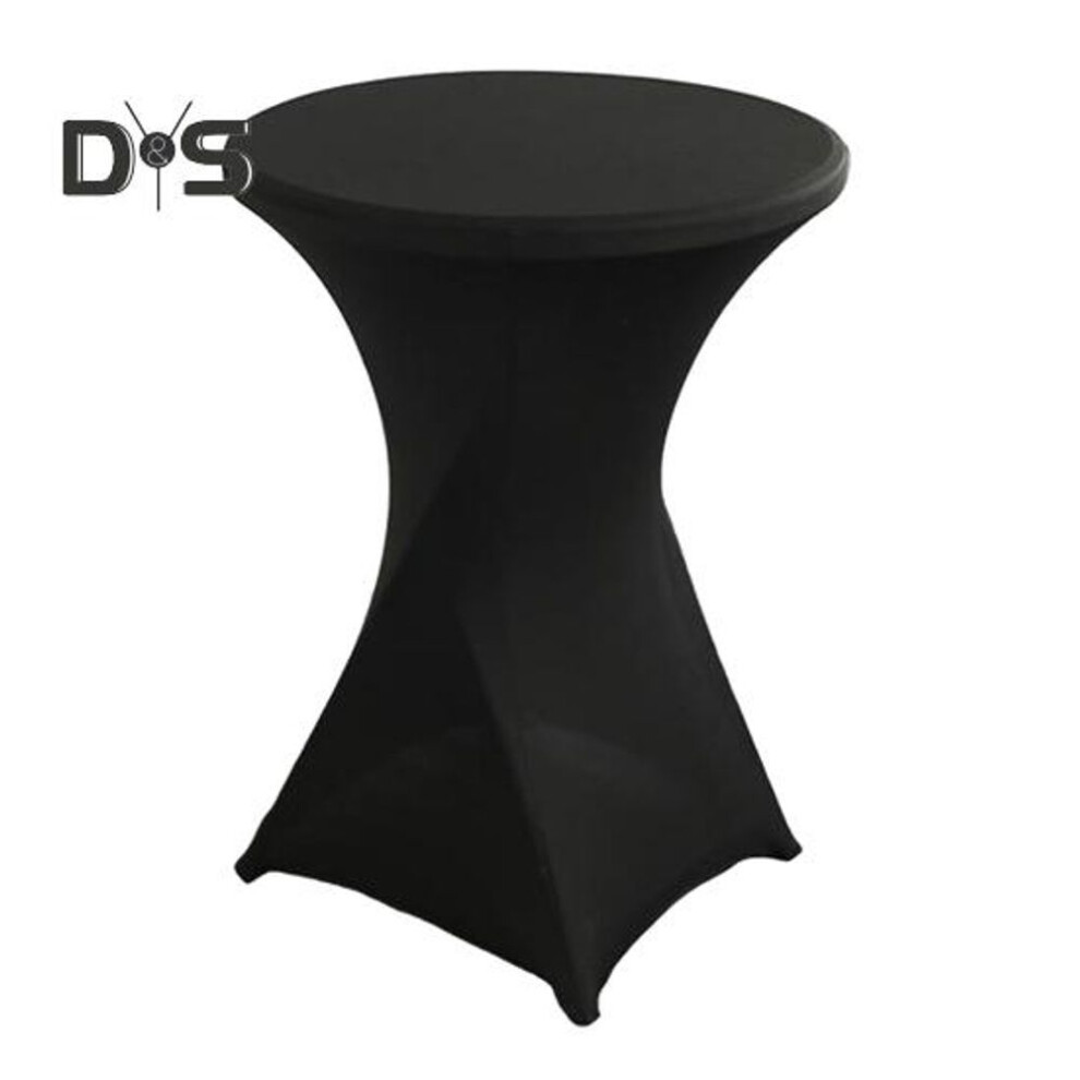 (black, S) Cocktail Table Cover Solid Color Design High Elastic Oil-Proof Universal Fit Simple Installation Round High Top Table Cloth