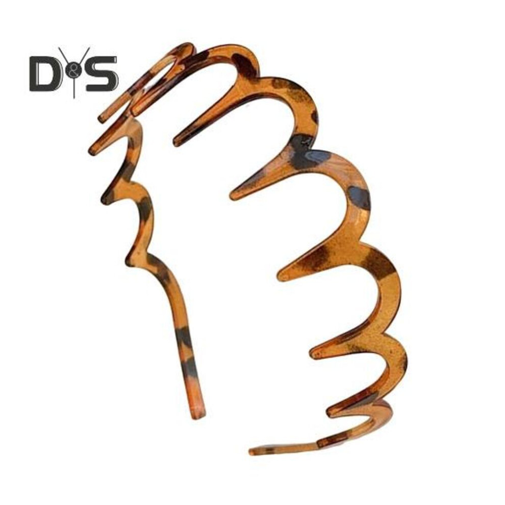 (brown, A) 2pcs Hair Hoop Large Wave Shape Plastic Hair Comb M-shaped Comfortable Non-slip Headband Hair Accessories