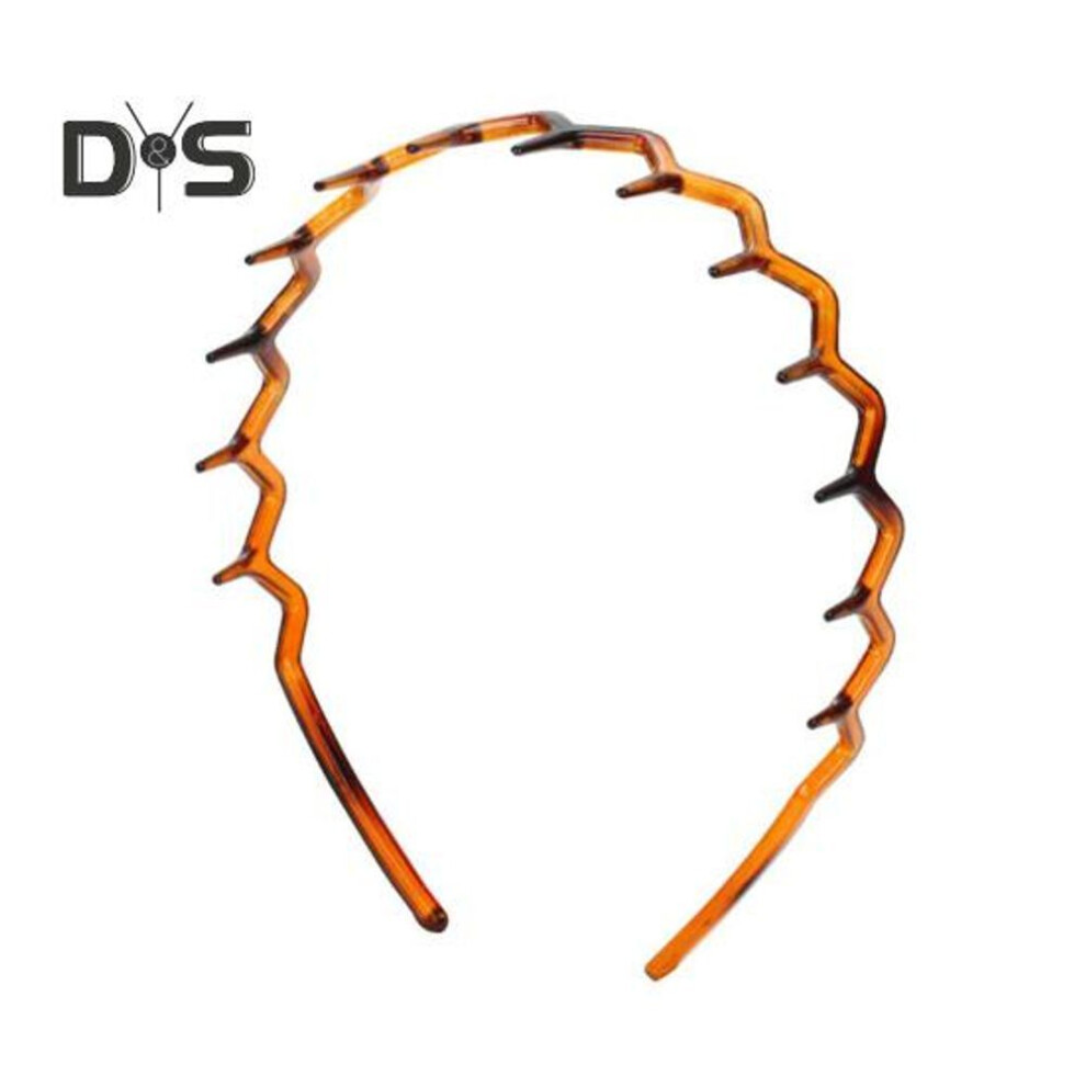 (brown, B) 2pcs Hair Hoop Large Wave Shape Plastic Hair Comb M-shaped Comfortable Non-slip Headband Hair Accessories