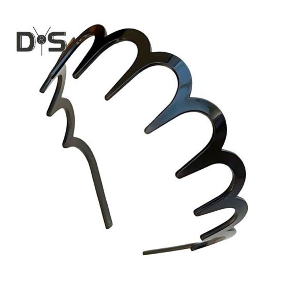 (black, A) 2pcs Hair Hoop Large Wave Shape Plastic Hair Comb M-shaped Comfortable Non-slip Headband Hair Accessories