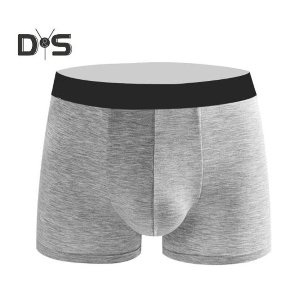 (grey, M) Men Boxer Underwear Mid-rise U-Convex Modal Fabric Soft Comfortable Elastic Design Shorts Briefs Non-Stuffy Sweat-Free Panties