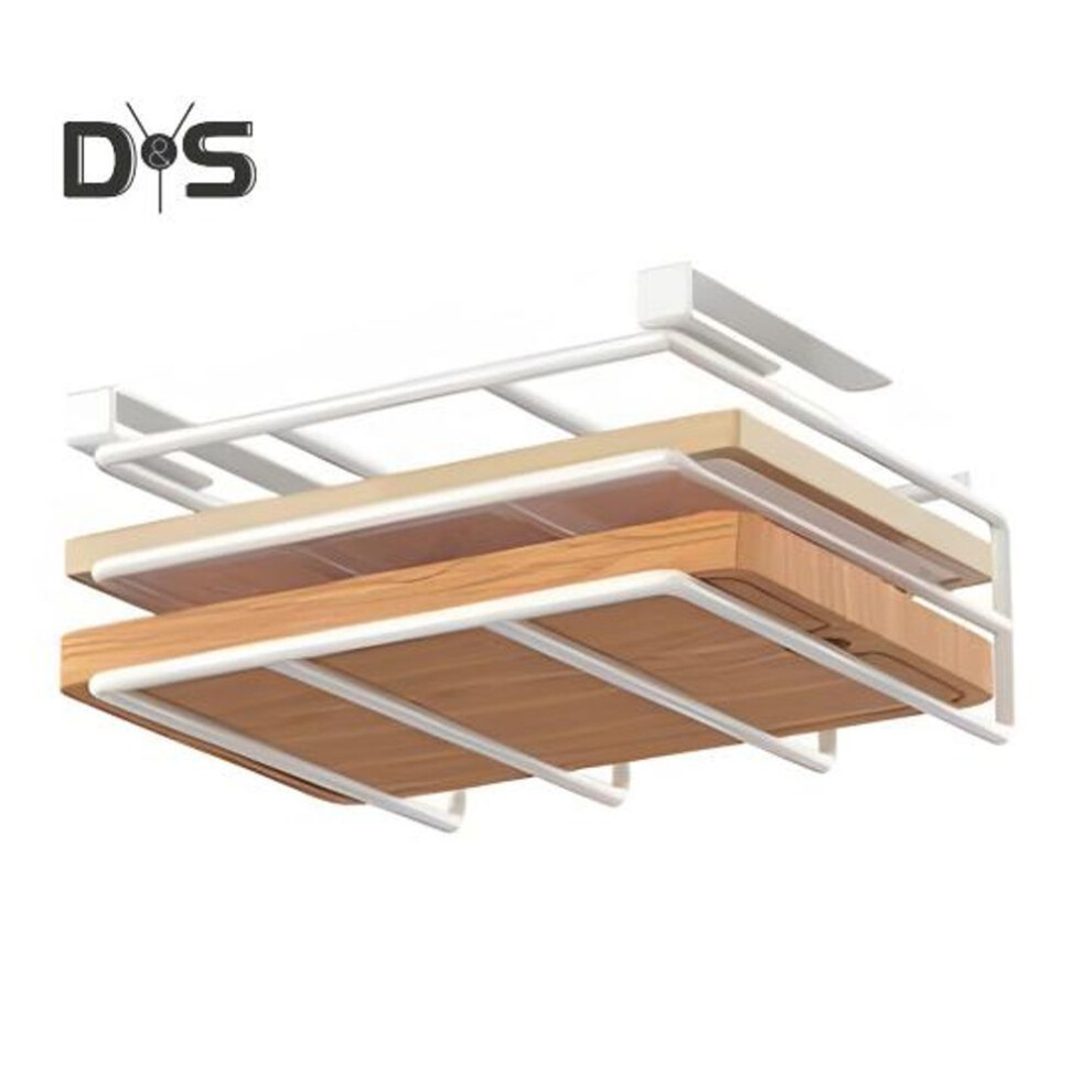 (as the picture, A) Kitchen Hanging Organizer Rack With Hooks Strong Load-bearing Paper Towel Rags Hanger Cutting Board Holder Storage Shelf